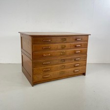 VINTAGE INDUSTRIAL MIDCENTURY PLAN CHEST ARCHITECT 6 DRAWERS WOODEN HANDLES#4614