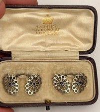 Stunning Antique platinum Sapphire cufflinks By Asprey Of London , 9.9 gr