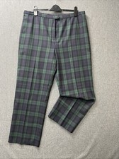 Marks & Spencer womans trousers size 22 pure wool black watch tartan check green