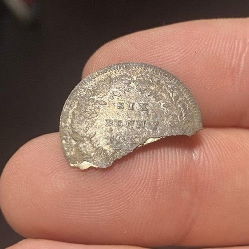 Silver six penny bank token - silver,