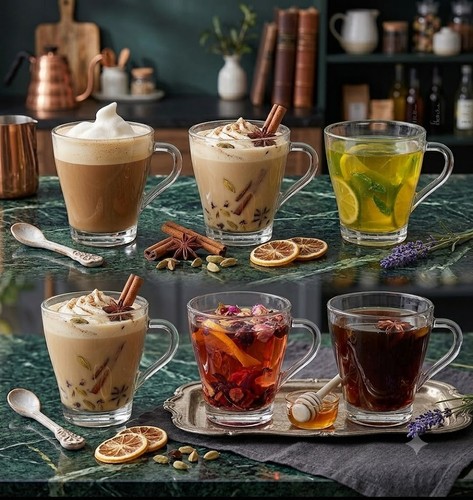 Clear latte coffee glasses - 6x,