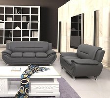 Eclipse Leather 3+2 Seater Sofa in Grey