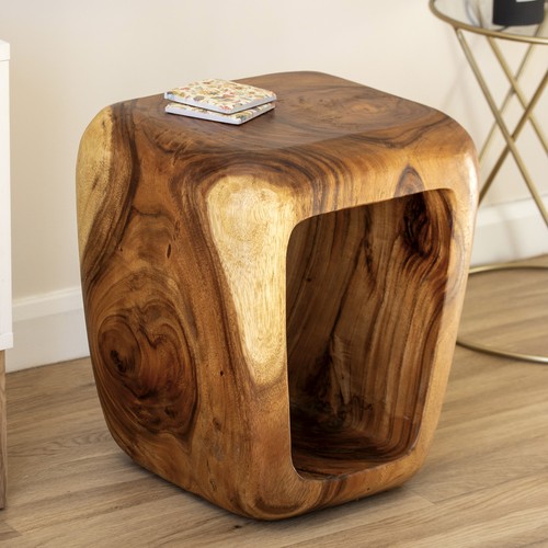 Tapered suar wood side table - wood,