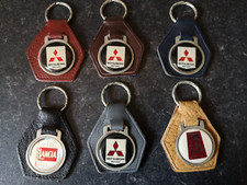 KAROBES 70's Vintage MITSUBISHI [4 Colours] RARE Logo Shaped Leather Key Fob