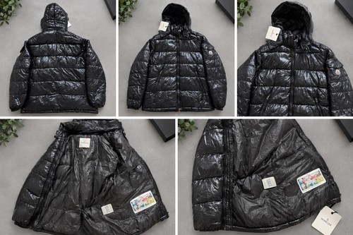 Mens down quilted jacket - down, black
