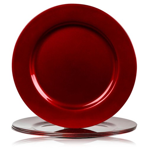 Red charger plates 33cm - red,