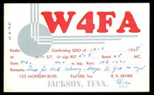 QSL Amateur Radio USA W4FA R S