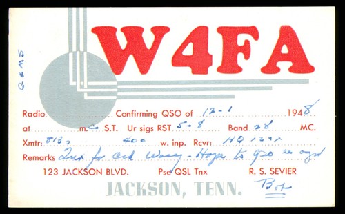 Qsl amateur radio usa - usa, w4fa