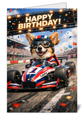 Racing driver dog - dog, birthday