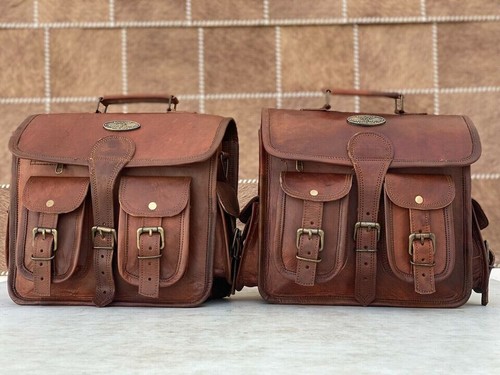 Leather motorcycle bag saddle - leather,