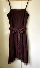 Monsoon 100% Silk Brown Dress Strapless / Detachable Straps Boned Size 16