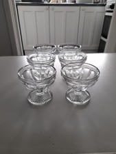 6 Vintage Glass Dessert Dishes. Stemmed, Footed. 3.25 High.