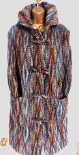 DONEGAL DESIGN Tweed Multicoloured Duffle Coat Fits 16 UK Hood. Warm heavy weave