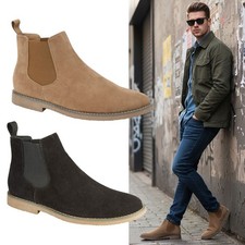 Mens Desert Boots Faux Sued