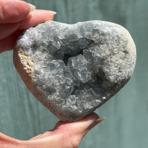 Druzy celestite heart - celestite,