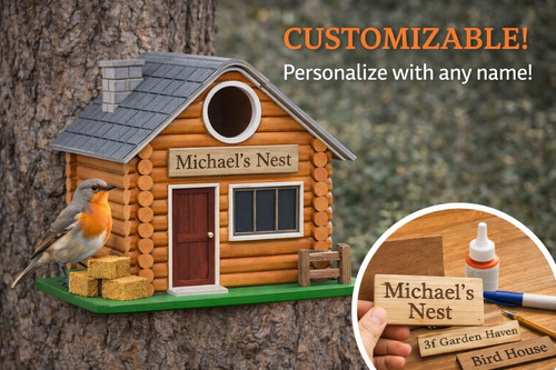 Personalised log cabin - log, bird