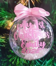  Personalised Baby First/1st Christmas Bauble Girls-Boys Xmas Tree Decoration