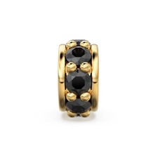 18k Solid Yellow Gold 5mm Black Onyx Eternity Rondelle Wheel Bead