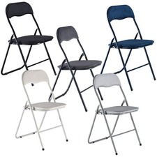 6 Pc Folding Lightweight Chair Set Portable Metal Frame PVC Velvet Ribcord Seats