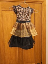 LEOPARD PRINT BLACK TUTU CAT FANCY DRESS UP COSTUME AGE 5-6 HALLOWEEN