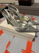 L K Bennett Shell Silver Sling Back Shoes Size 42 