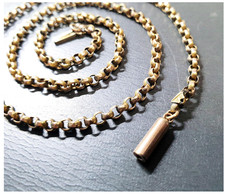 Antique 9ct GOLD BELCHER Chain Necklace with Barrel Clasp & Tab - 17" - 5.4g