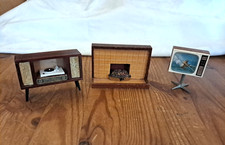 Lundby Barton Fireplace TV On Stand & Radiogram Set VGC Vintage Charity Sale