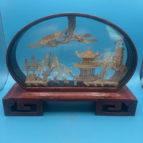 Vintage chinese cork diorama - cork,