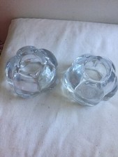 2x Royal Copenhagen,Holmegaard:Clear Glass Lotus Flower Candleholder,Tealight