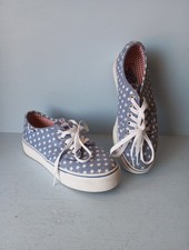 Vans Women Platform Light Blue White Stars Stripes Lace Trainers UK 5 .5 EU 38.5