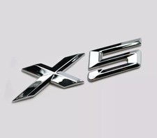Silver X5 Style Rear Boot Badge Emblem – Fits BMW X Series Aftermarket Chrome