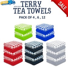 PACK OF 12 TERRY TEA TOWELS 100% EGYPTIAN COTTON KITCHEN DISH CLEANING CLOTH