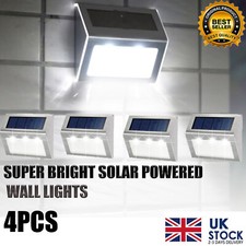 4X SUPER BRIGHT SOLAR POWERED DOOR FENCE WALL LIGHTS LED OUTDOOR GARDEN LIGHTING