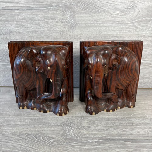 Pair hand carved solid wood - of,