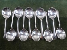 12 vintage Silver Plated Soup spoons mixed makers old English pattern #3