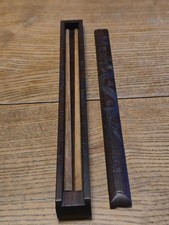 Pair Of Antique Vintage Chinese Wooden Chopsticks In Wooden Box Dragon Design