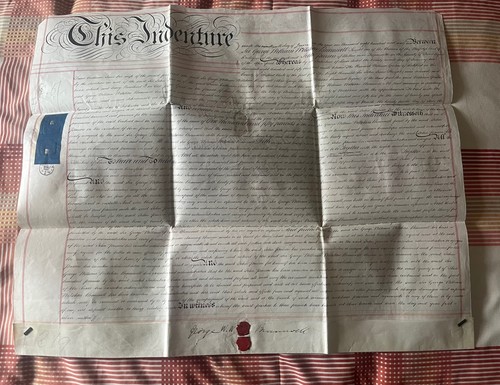 Antique 1866 vellum indenture - 1866,