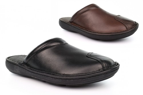 Mens leather slippers - leather,