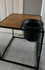 Next Oak & Black Side Table with build in plant pot Stand Living Room Decoration