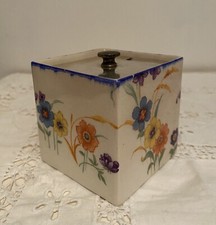 Vintage Coronet Ware Floral Design Jam Pot/Sugar Pot with Silver Plate 6.5cm Sq 