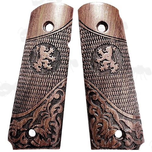 Pair 1911 wood pistol grips - of,