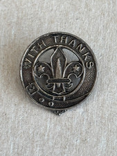 VINTAGE STERLING SILVER WITH THANKS SCOUT BADGE BROOCH PIN 1989 