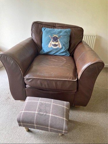 Brown leather armchair - brown,