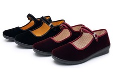 ✨✨Ladies Flat Pumps Retro Chinese Old Beijing Shoes Mary Jane Ankle Strap Velvet