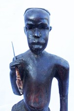 Large Old African Hand-Carved Wooden Standing Tribal Figure Vintage Ethnic