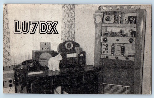 Ham radio postcard lu7dx shack - ham,
