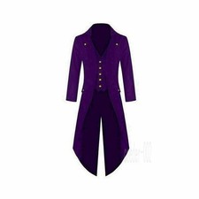Men Steampunk Vintage Tailcoat Jacket Gothic Victorian Frock Coat Retro TailSuit