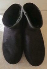 Women's Black Suede Ankle Boots UK Size 8 Excellent Condition Primark