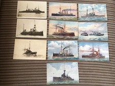 COLLECTION OF 10 EARLY 1900s TUCK NAVY SHIPPING POSTCARDS - BATTLESHIPS ETC