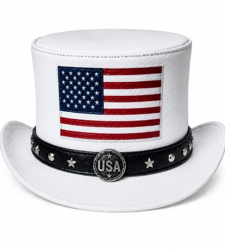 Usa patriotic white top hat - patriotic,